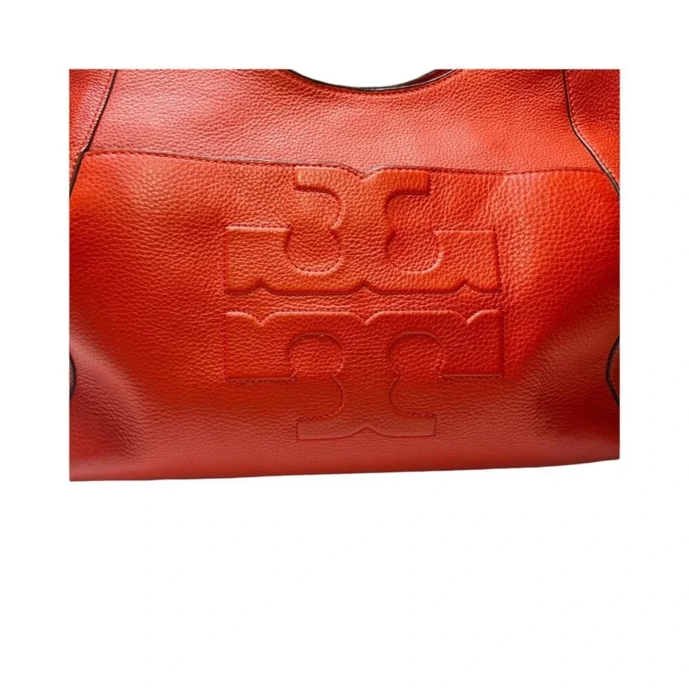 Tory Burch Red Pebble Leather Large Duel Handle Tote Bag